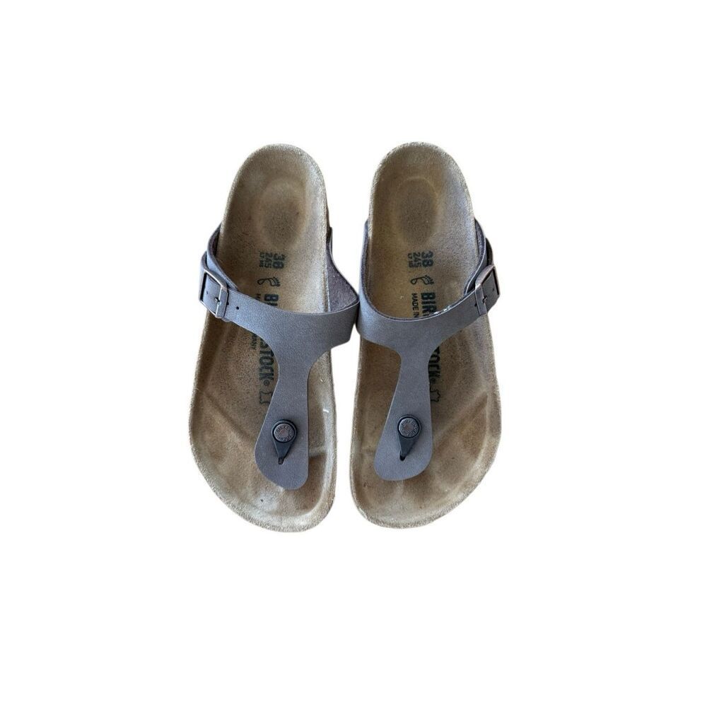 Birkenstock Womens Gray Gizeh Slip On Casual Comfort Thong Slide Sandals Size 7